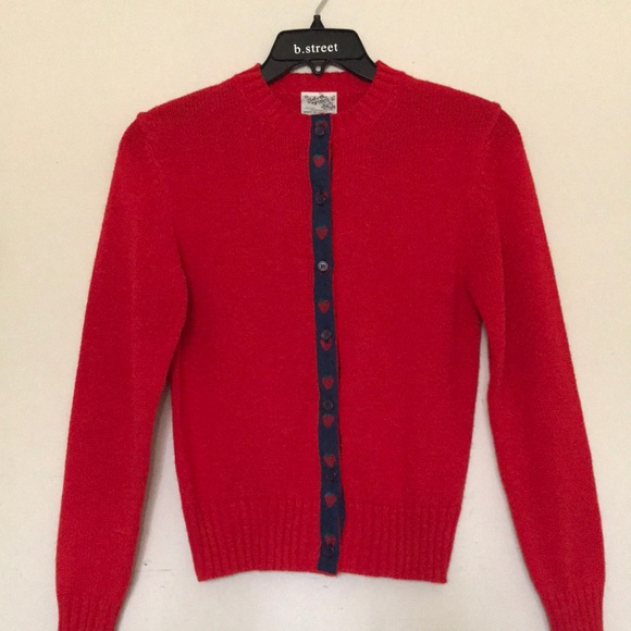 Currants JeriJo Sweaters - Vintage Currants JeriJo Red Knitted Cardigan